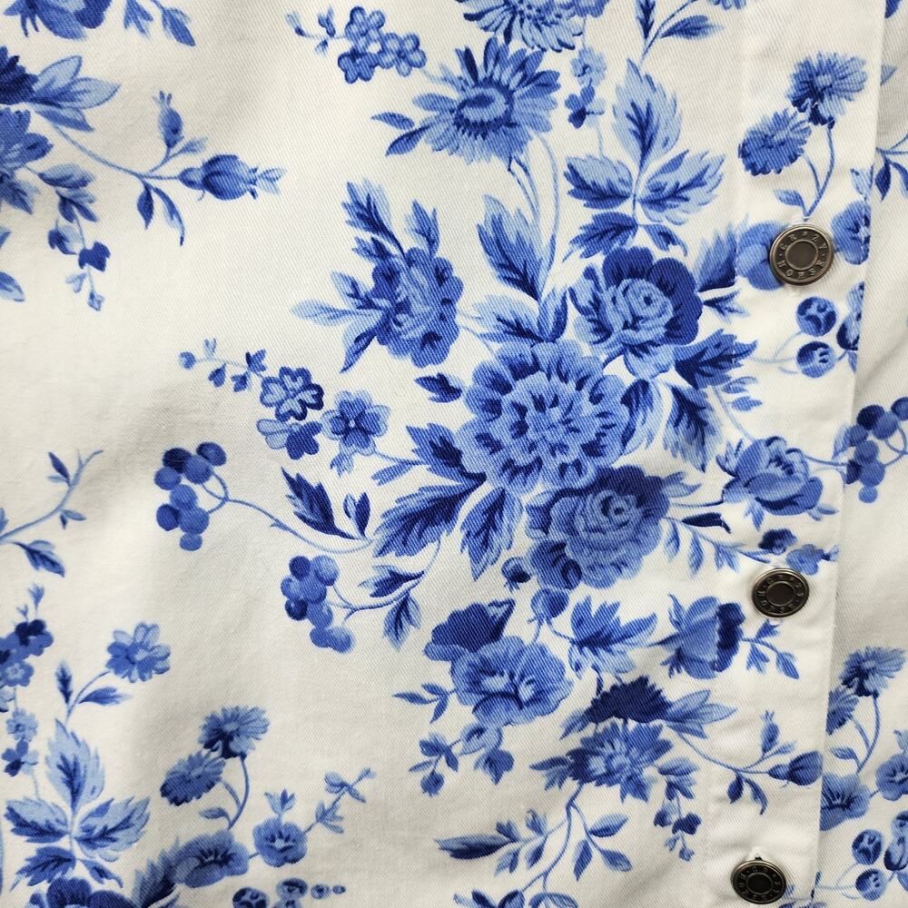Liz Claiborne Crazy Horse Skirt 12 Blue White Floral Cottagecore Midi Pockets - Picture 7 of 11